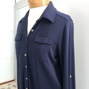 ANNE KLEIN buttons down purple shirt dress.